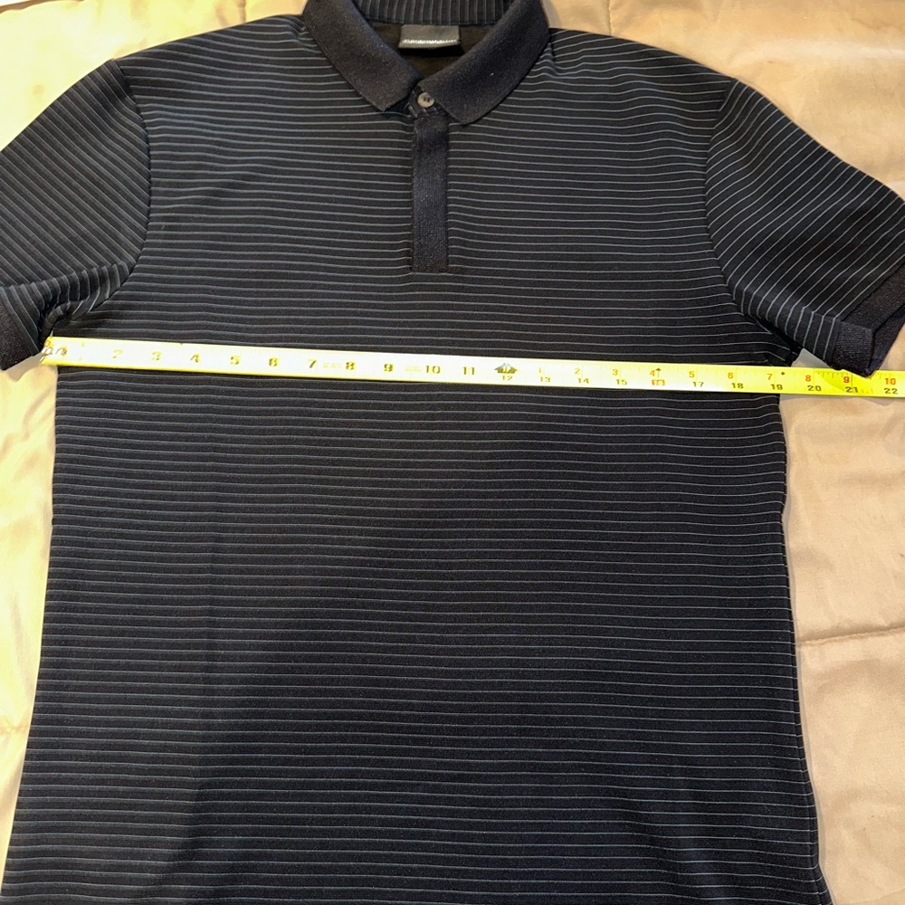 Emporio Armani Navy Striped Polo Shirt - Picture 2 of 5
